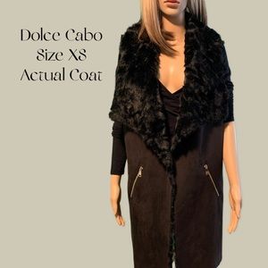 Dolce Cabo Suede / Fur sleeveless long vest.